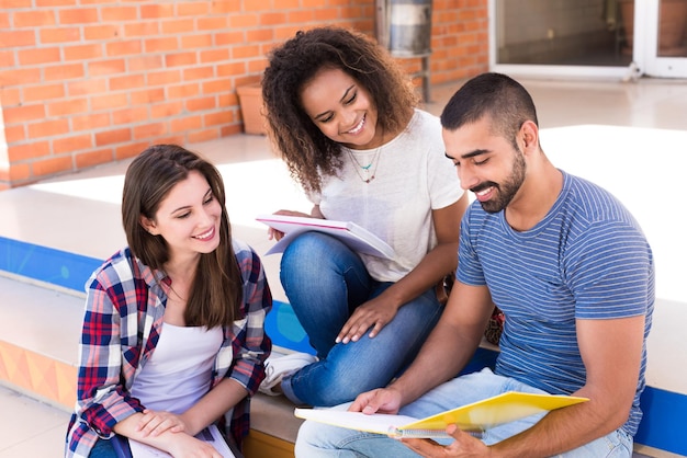 Multi-Ethnic group of students in School Campus