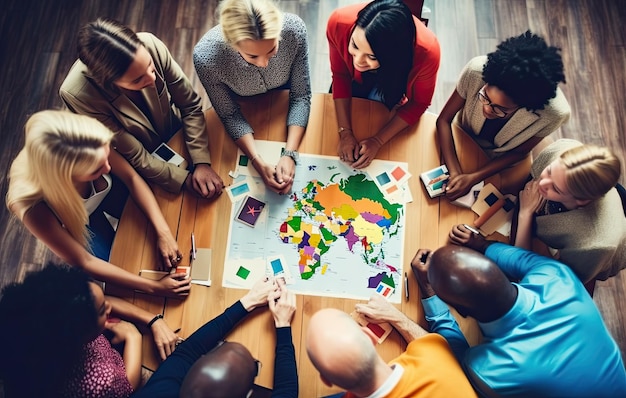 Foto multi-etnische diverse groep mensen in cirkelconcept