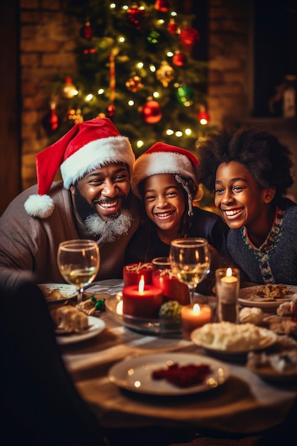 Multi-etnische familie die thuis van Kerstmis geniet