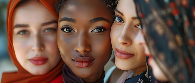 Multi-etnische vrienden multi-raciale vrouwen met verschillende religies concept van diversiteit en inclusiviteit
