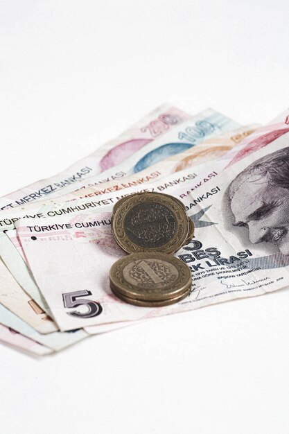 Multi Euro Dolar cash and coin Different type of new generation banknotes bitcoin turkish lira