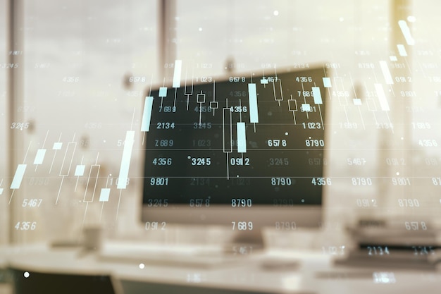 Multi exposure of abstract graphic data spreadsheet sketch on
modern computer background analytics and analysis concept