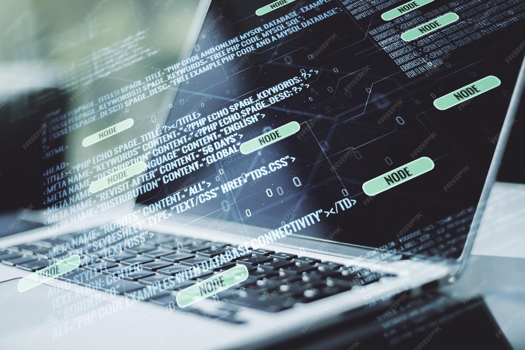 Premium Photo | Multi exposure of abstract programming language ...