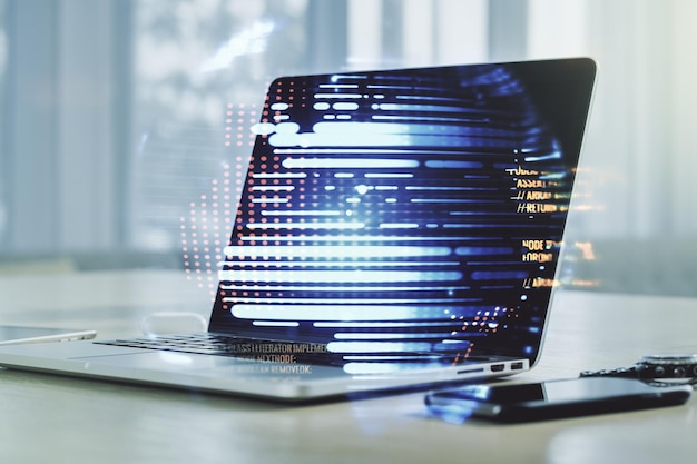 Premium Photo | Multi exposure of abstract programming language ...