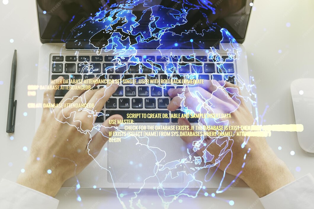 Premium Photo | Multi exposure of abstract programming language ...