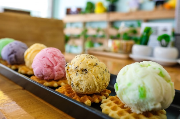 Multi flavored ice cream