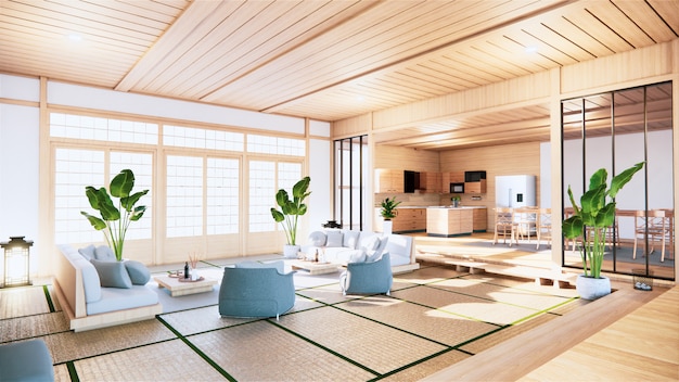 Multi function room ideas, japanese room interior design. 3D rendering