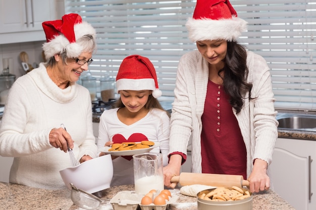 Multi-generation family baking together