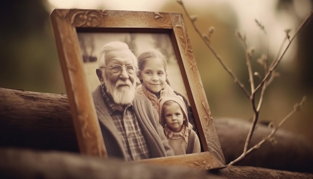 Multi generation family embraces nature love and togetherness outdoors generated by AI