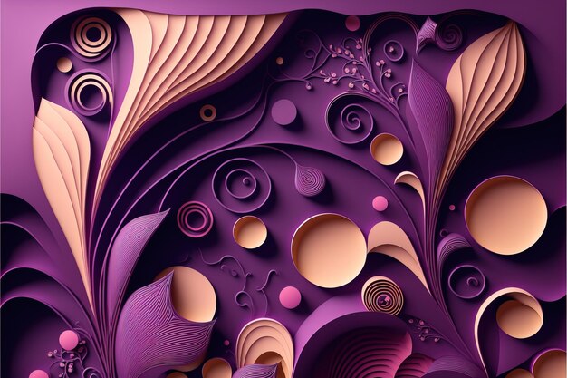 Multi layers purple color texture 3D papercut background Ai generative illusration