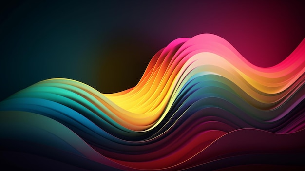 Multi layers wave background Rainbow papercut lines banner Abstract curve shapes Generative AI