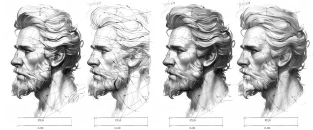 MultiAngled Drawing of a Mans Head