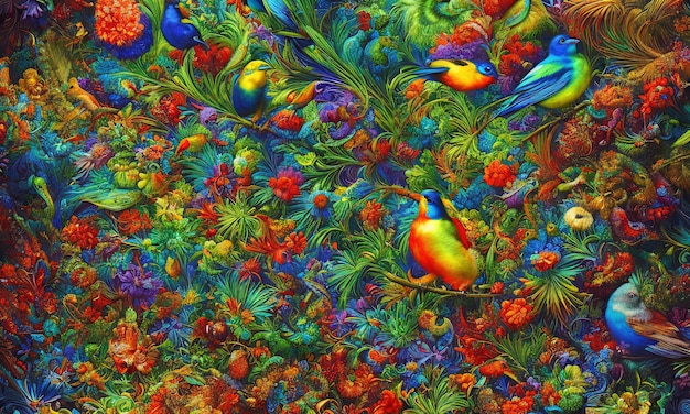 Multicolor abstract birds