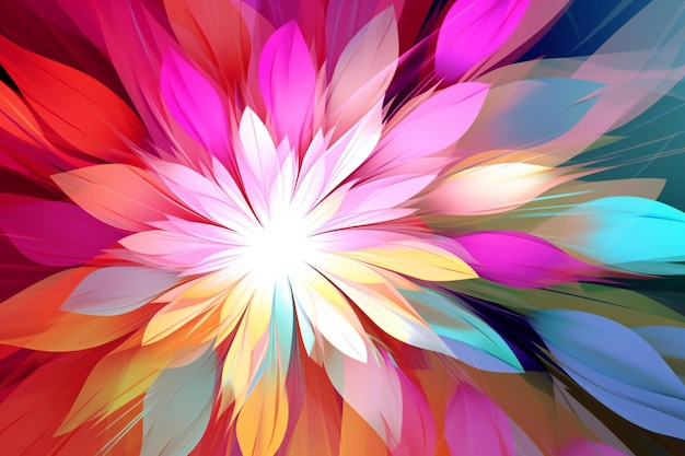 Multicolor abstract fractal background with a flower in the center