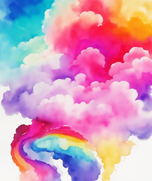 Multicolor abstract incredible dragon paradise rainbow fluffy paint on paper hd watercolor image