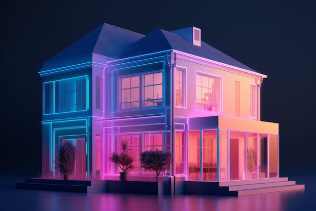 Multicolor acrylic house Generate Ai