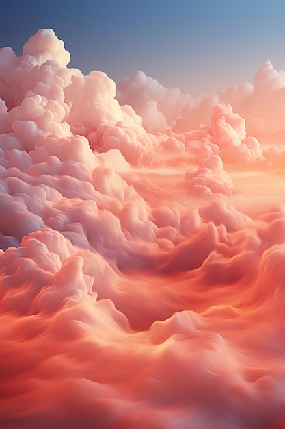 Multicolor background of fog clouds red and orange colors AI generative