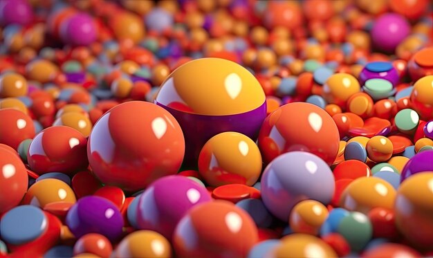Multicolor ballen behang Speelgoed voor spel met kinderen achtergrond Voor banner ansichtkaart boekillustratie Gemaakt met generatieve AI-tools