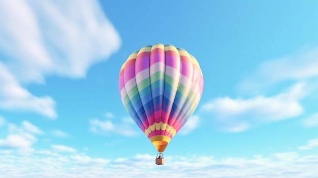 Multicolor Balloon with Copy Space over Blue SkyGenerative AI