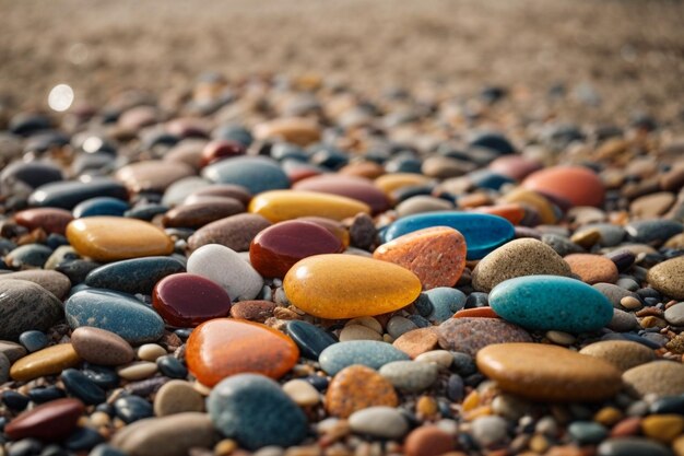 Photo multicolor beach stones for decoration on the ground ar c