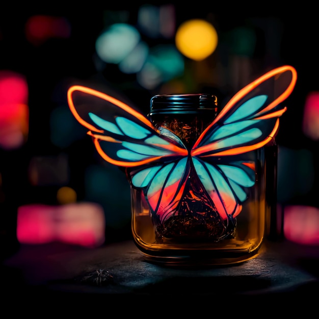 Multicolor butterfly with neon colors