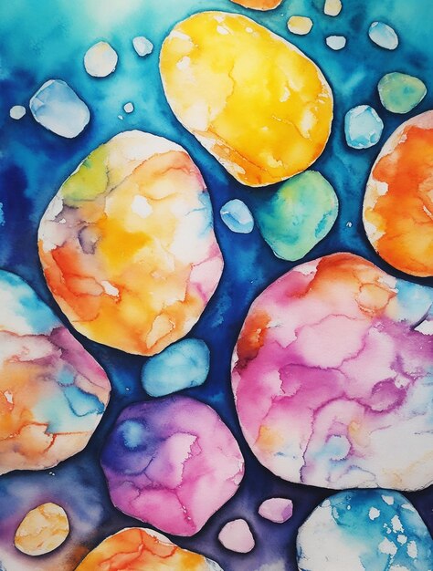 multicolor creative abstract amazing paradise stones background paint on paper HD watercolor image