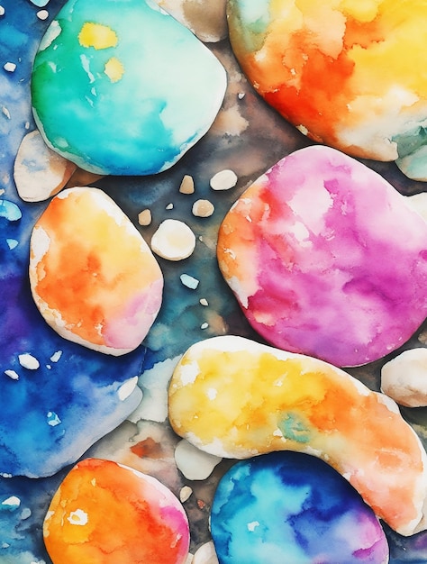 multicolor creative abstract amazing paradise stones background paint on paper HD watercolor image