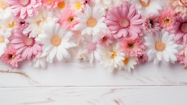 Multicolor flower decoration on white wooden board