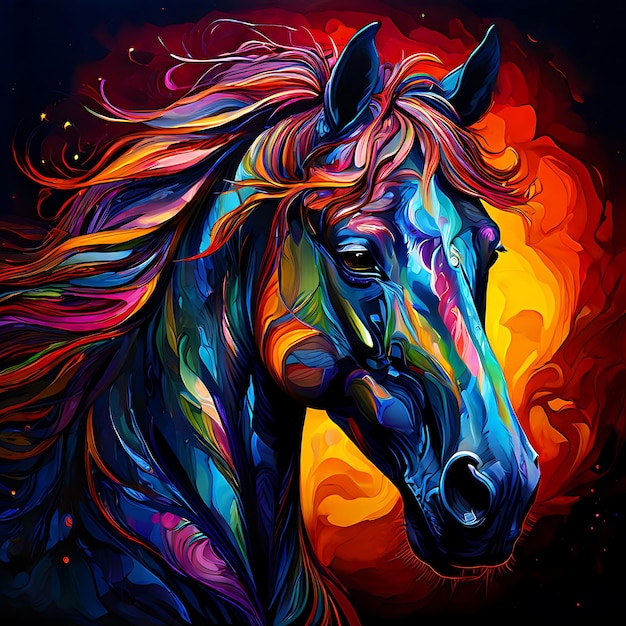 Многоцветная иллюстрация лошади