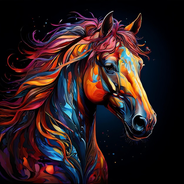 Photo multicolor horse illustration