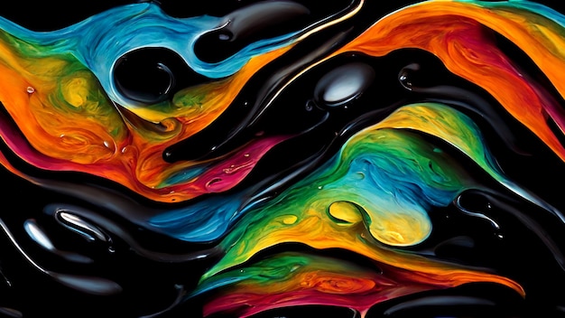 Multicolor liquid oil painting textures. abstract illustration made of multi colored oil paint