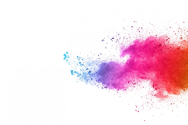 Multicolor powder explosion on White background. 