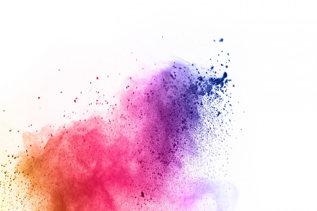 Multicolor powder explosion on White background 