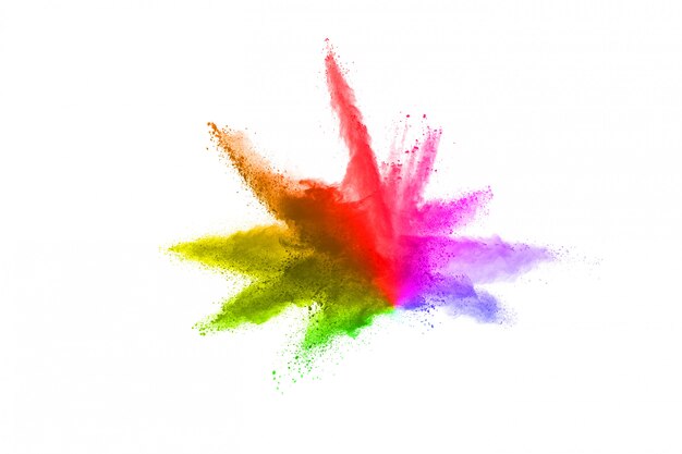 Multicolor powder explosion on White background