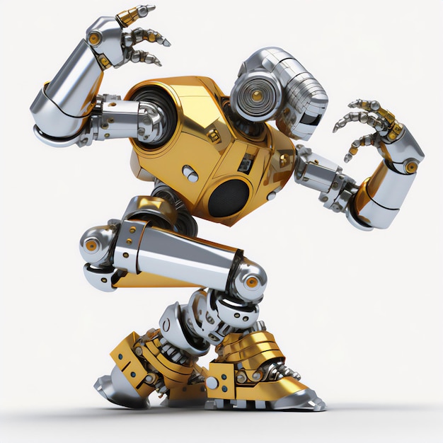 Multicolor render of a robot dancing