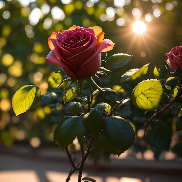 multicolor rose on a sunny morning