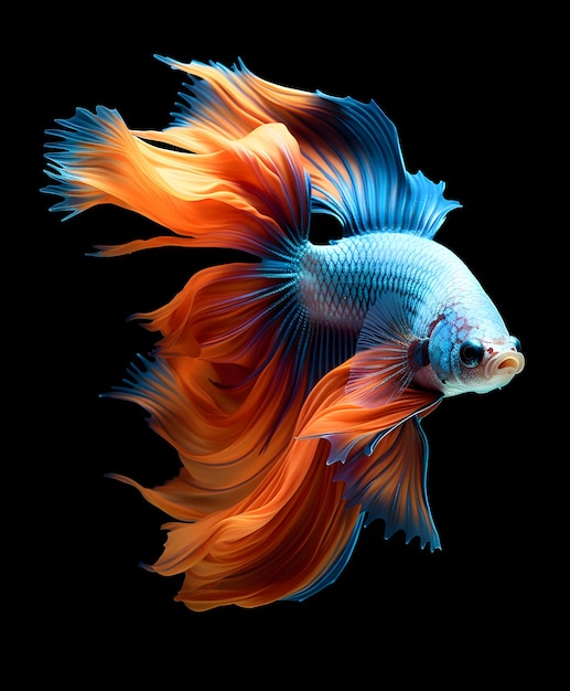 Multicolor Siamese betta fighting fishon a black background