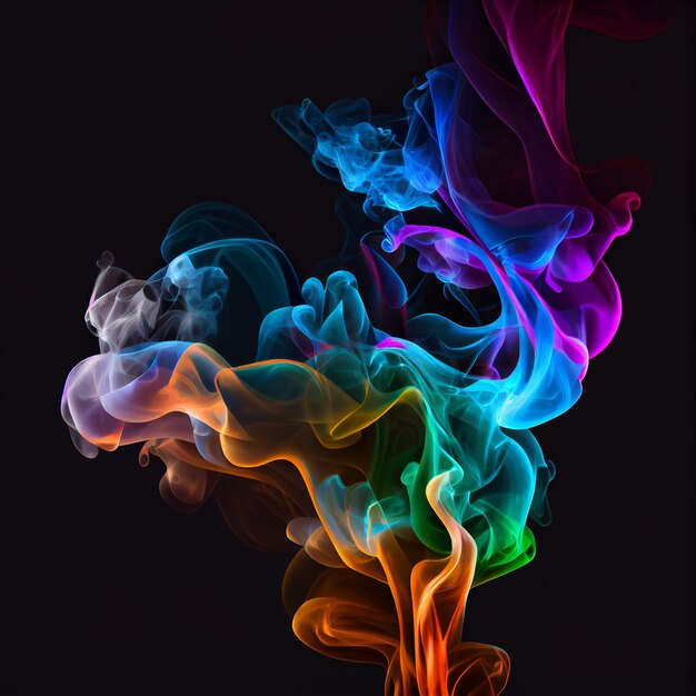 Multicolor smoke on black background