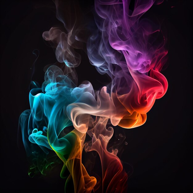 Foto fumo multicolore su sfondo nero