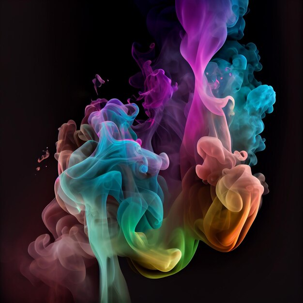 Multicolor Smoke on Black Background