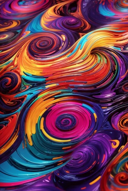 Multicolor vibrant spirals and swirls background