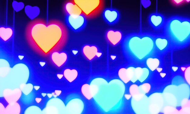 Multicolored 3d hearts background