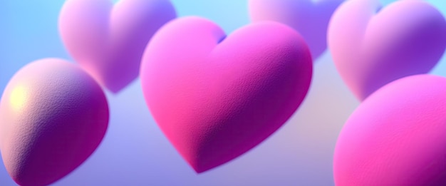 Разноцветные 3d сердца, день любви, романтический фон