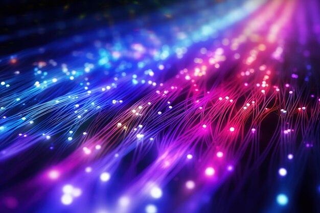 Многоцветный абстрактный фон светящиеся неоновые огни волоконно-оптическая сетевая связь Высокие компьютерные технологии большие базы данных