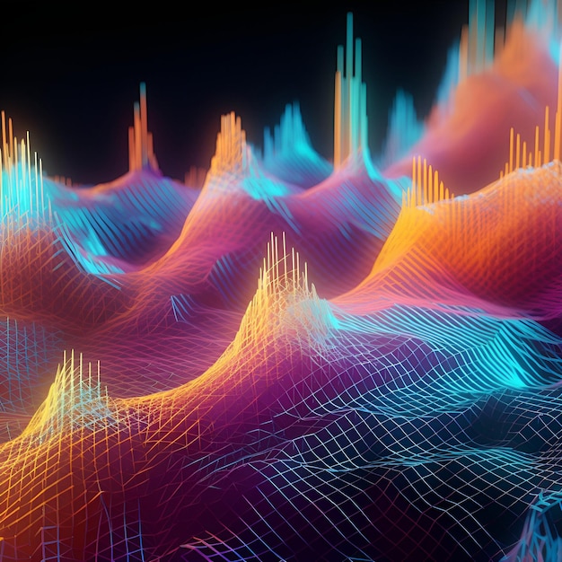 Разноцветный абстрактный фон Нанопровода Оптическое волокно Контент, созданный ИИ