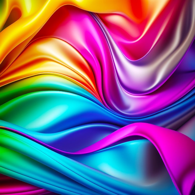 Multicolored abstract background with wavy lines and colors of the rainbow Generative AI