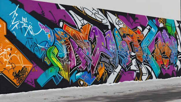 Multicolored abstract graffiti on the wall