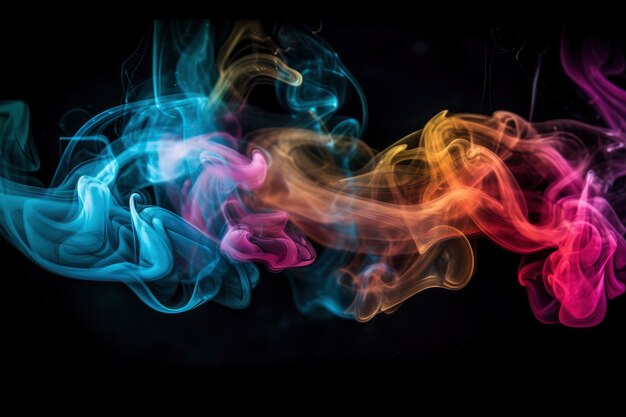 Photo multicolored abstract smoke on black background ai generated