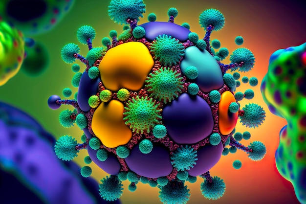 Multicolored articulation of atoms and bonds in molecule closeup model