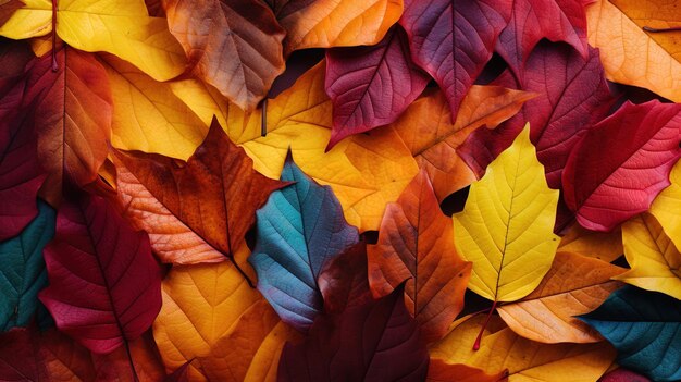 Multicolored autumn leaves texture Generative AI